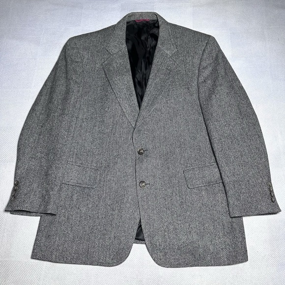 Jos. A. Bank Other - Vintage Jos A Bank Blazer Mens 44R Herringbone Tweed Wool Two Button Jacket